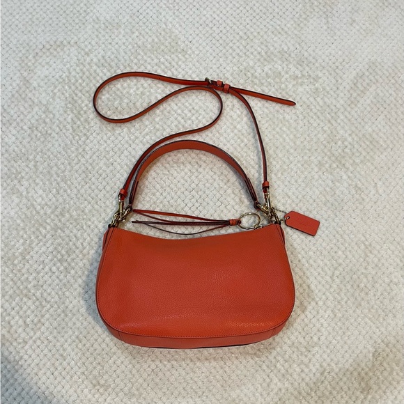 Coach Women's Orange Leather Shoulder Bag - Picture 3 of 14
